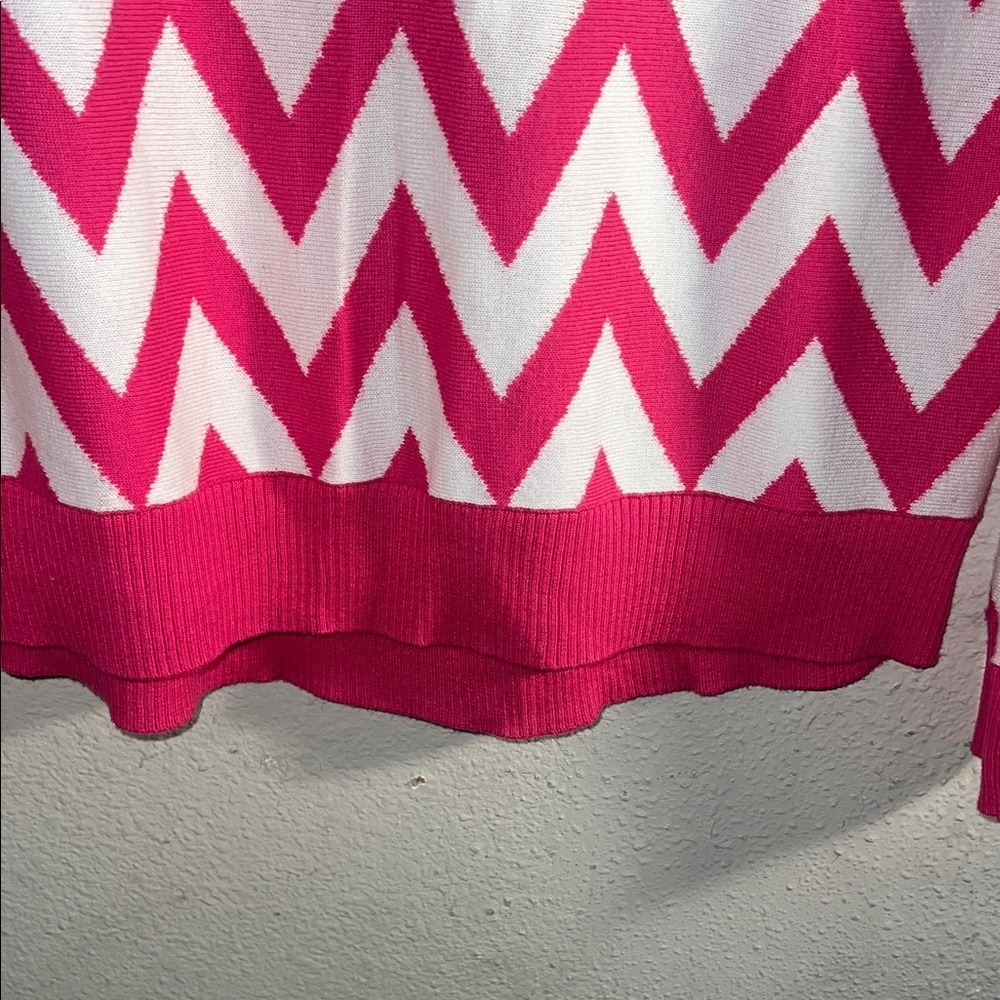 Tommy Hilfiger Pink and White Chevron Sweater - Picture 5 of 7